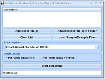 Excel Extract Numbers and Characters From All Cells Software screenshot