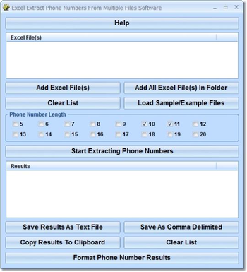 Excel Extract Phone Numbers From Multiple Files Software screenshot