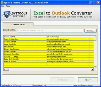 Excel File to Outlook screenshot