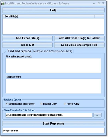 Excel Find and Replace In Headers and Footers Software screenshot