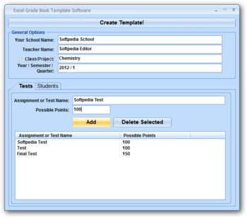 Excel Grade Book Template Software screenshot