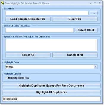 Excel Highlight Duplicate Rows Software screenshot