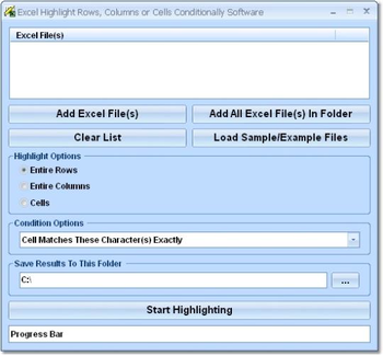 Excel Highlight Rows, Columns or Cells Conditionally Software screenshot