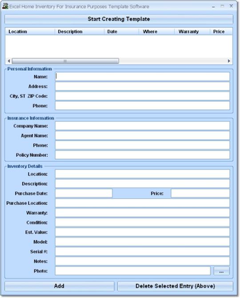 Excel Home Inventory For Insurance Purposes Template Software screenshot