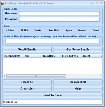 Excel Import Multiple Gmail Emails Software screenshot