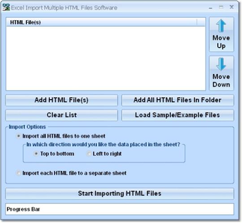Excel Import Multiple HTML Files Software screenshot