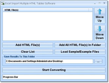 Excel Import Multiple HTML Tables Software screenshot