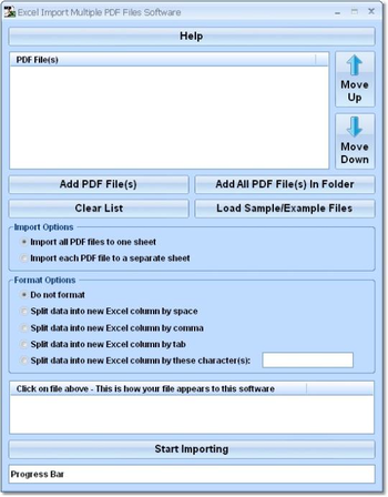 Excel Import Multiple PDF Files Software screenshot