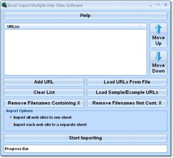 Excel Import Multiple Web Sites Software screenshot