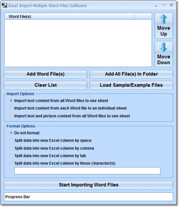 Excel Import Multiple Word Files Software screenshot