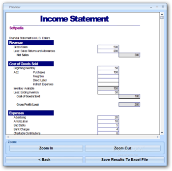 Excel Income Statement Template Software screenshot 2