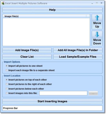 Excel Insert Multiple Pictures Software screenshot