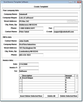 Excel Invoice Template Software screenshot 3