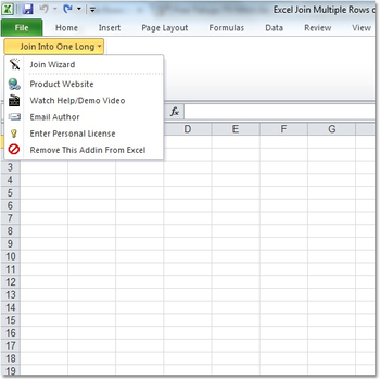 Excel Join Multiple Rows or Columns Into One Long Row or Column Software screenshot