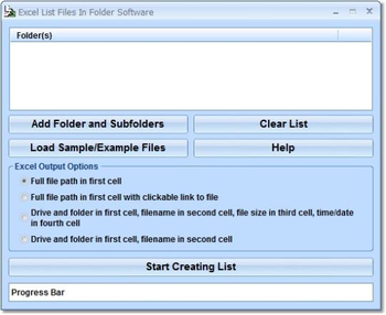 Excel List Files In Folder Software screenshot