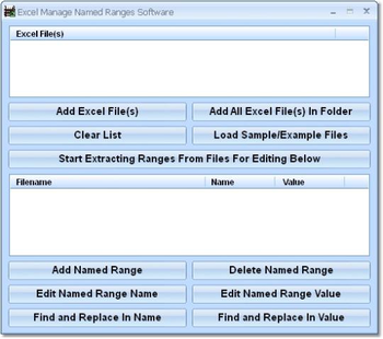 Excel Manage Named Ranges Software screenshot