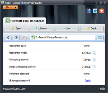 Excel Password Recovery Lastic screenshot