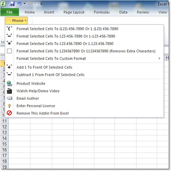 Excel Phone Number Format Software screenshot