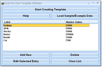 Excel Pie Chart Template Software screenshot