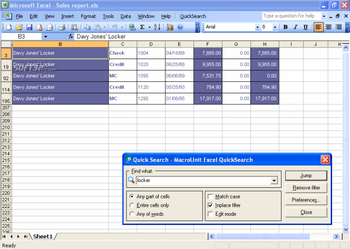 Excel Quick Search screenshot