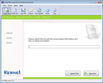 Excel Recovey Software screenshot