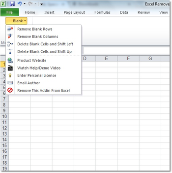 Excel Remove Blank Rows, Columns or Cells Software screenshot
