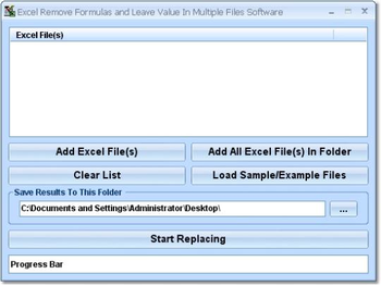 Excel Remove Formulas and Leave Value In Multiple Files Software screenshot