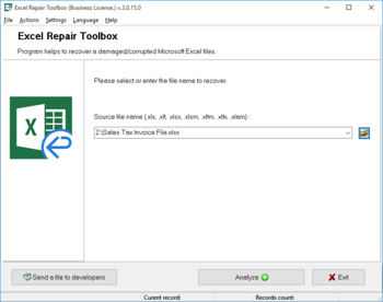 Excel Repair Toolbox screenshot
