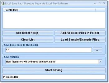 Excel Save Each Sheet As Separate Excel File Software screenshot
