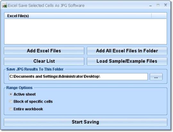 Excel Save Selected Cells As JPG Software screenshot