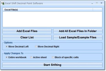 Excel Shift Decimal Point Software screenshot