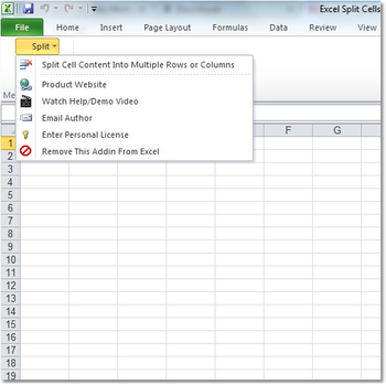 Excel Split Cells Into Multiple Rows or Columns Software screenshot