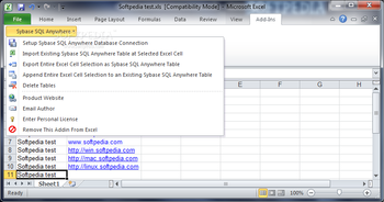 Excel Sybase Anywhere Import, Export & Convert Software screenshot