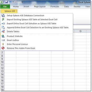 Excel Sybase ASE Import, Export & Convert Software screenshot