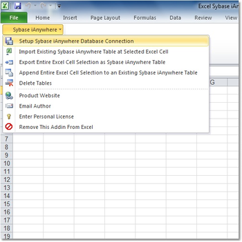 Excel Sybase iAnywhere Import, Export & Convert Software screenshot