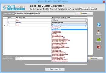 Excel to Vcard Converter screenshot