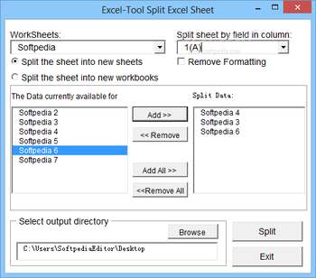 Excel-Tool Split Excel Sheet screenshot 2