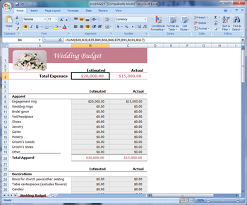 Excel Wedding Budget Template Software screenshot 2