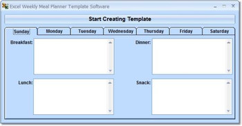 Excel Weekly Meal Planner Template Software screenshot