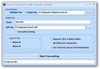 Excel XLS and XLSX To DBF Converter Software screenshot