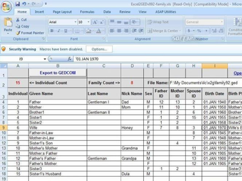 Excel2GED-family.xls screenshot 3