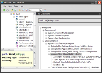 ExceptionFinder for Reflector screenshot