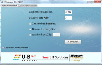 Exchange 2010 ROI Tool screenshot