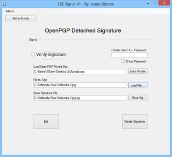 EXE Signer screenshot