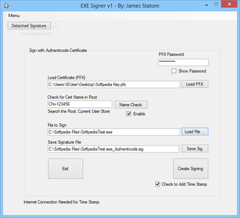 EXE Signer screenshot 2