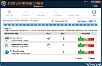 Exedb Anti Malware Scanner screenshot