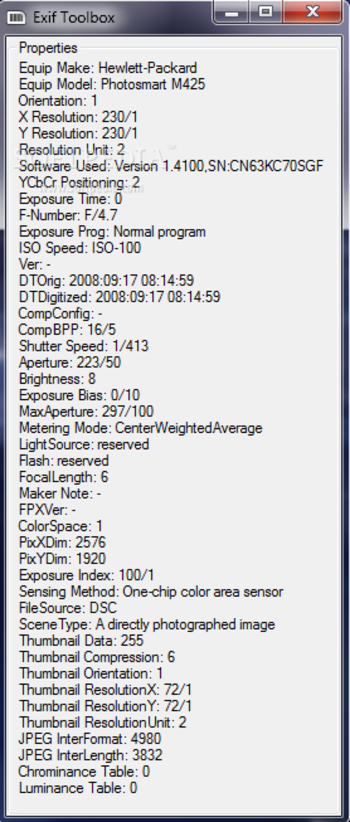 Exif Toolbox screenshot 2