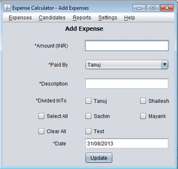 Expense Calculator screenshot