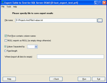 Export Database to Text for SQL server screenshot