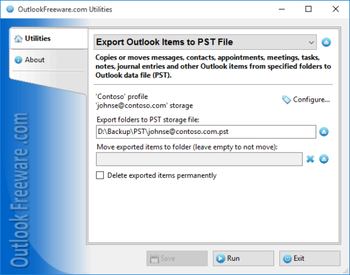 Export Outlook Items to PST File screenshot